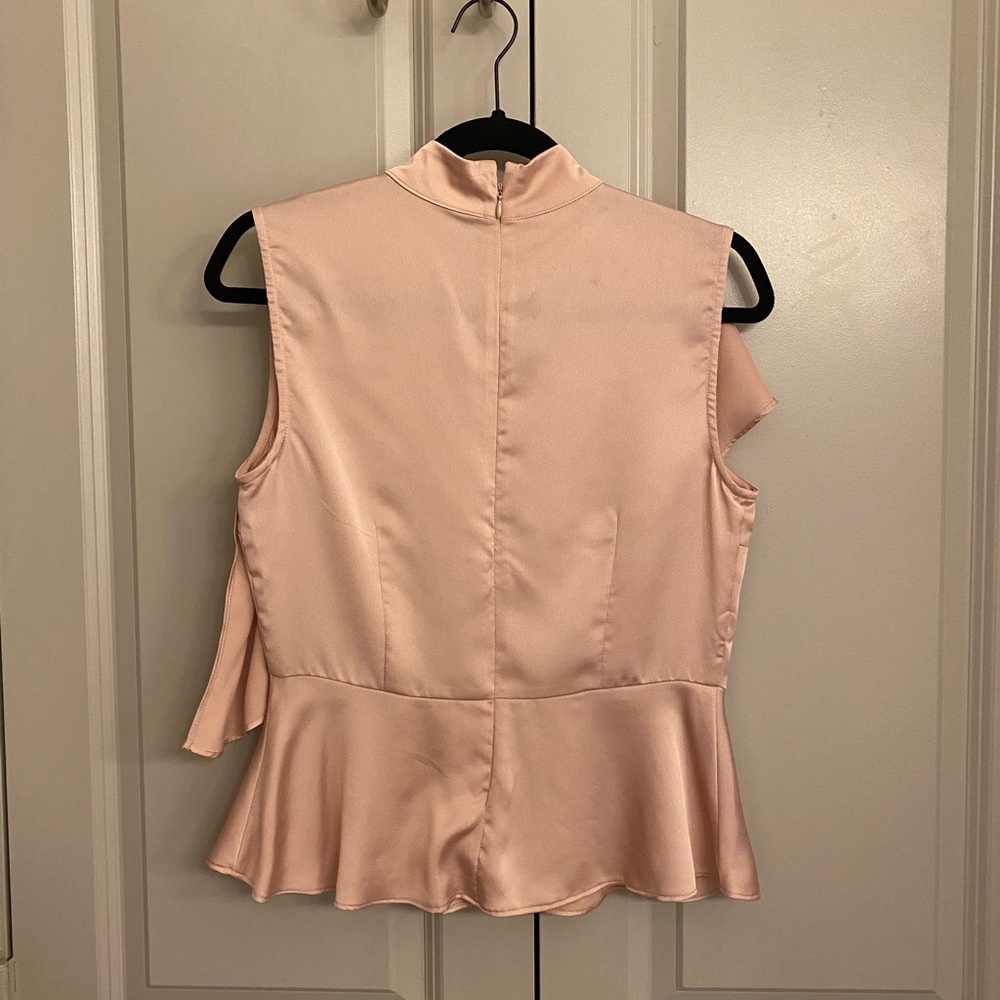 NWOT Zara Blush Silk Ruffle Top - Picture 3 of 4